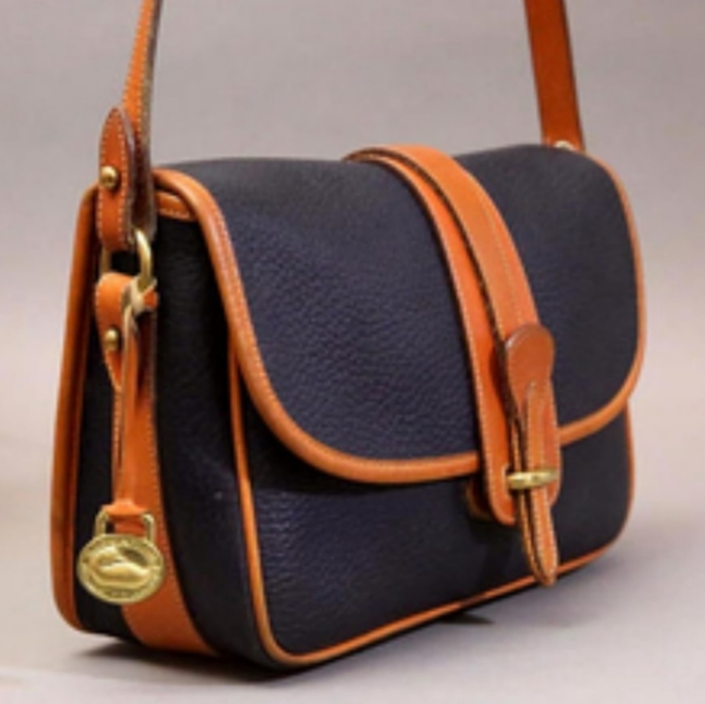Vintage Dooney&Bourke Navy and Tan Leather Bag
